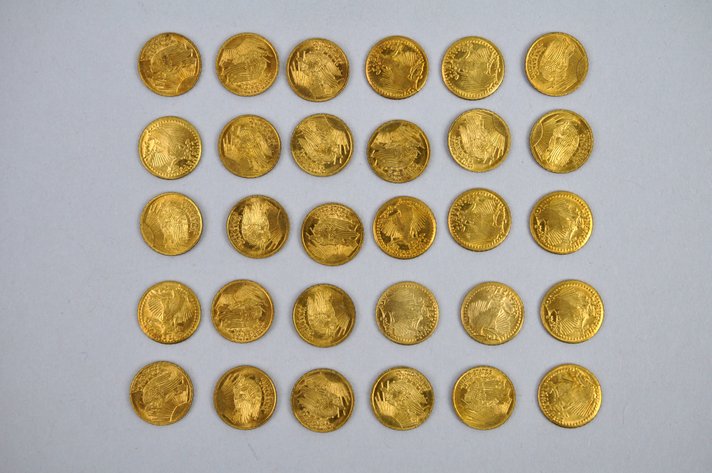 1933 Gold Plated $20 Walking Liberty Copy Coins