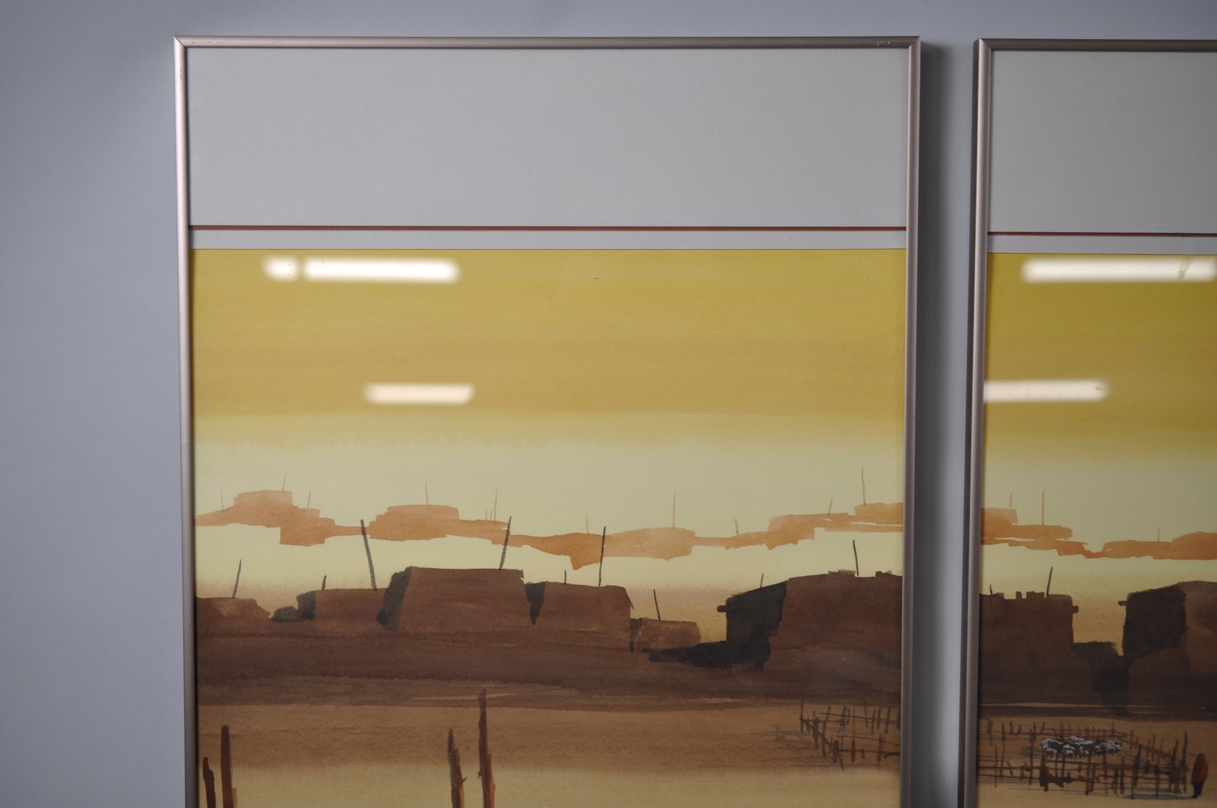 Signed Fred Ken Knight Three Panel Watercolor Painting