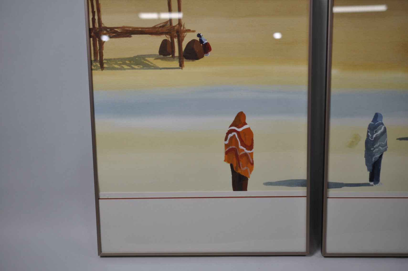 Signed Fred Ken Knight Three Panel Watercolor Painting