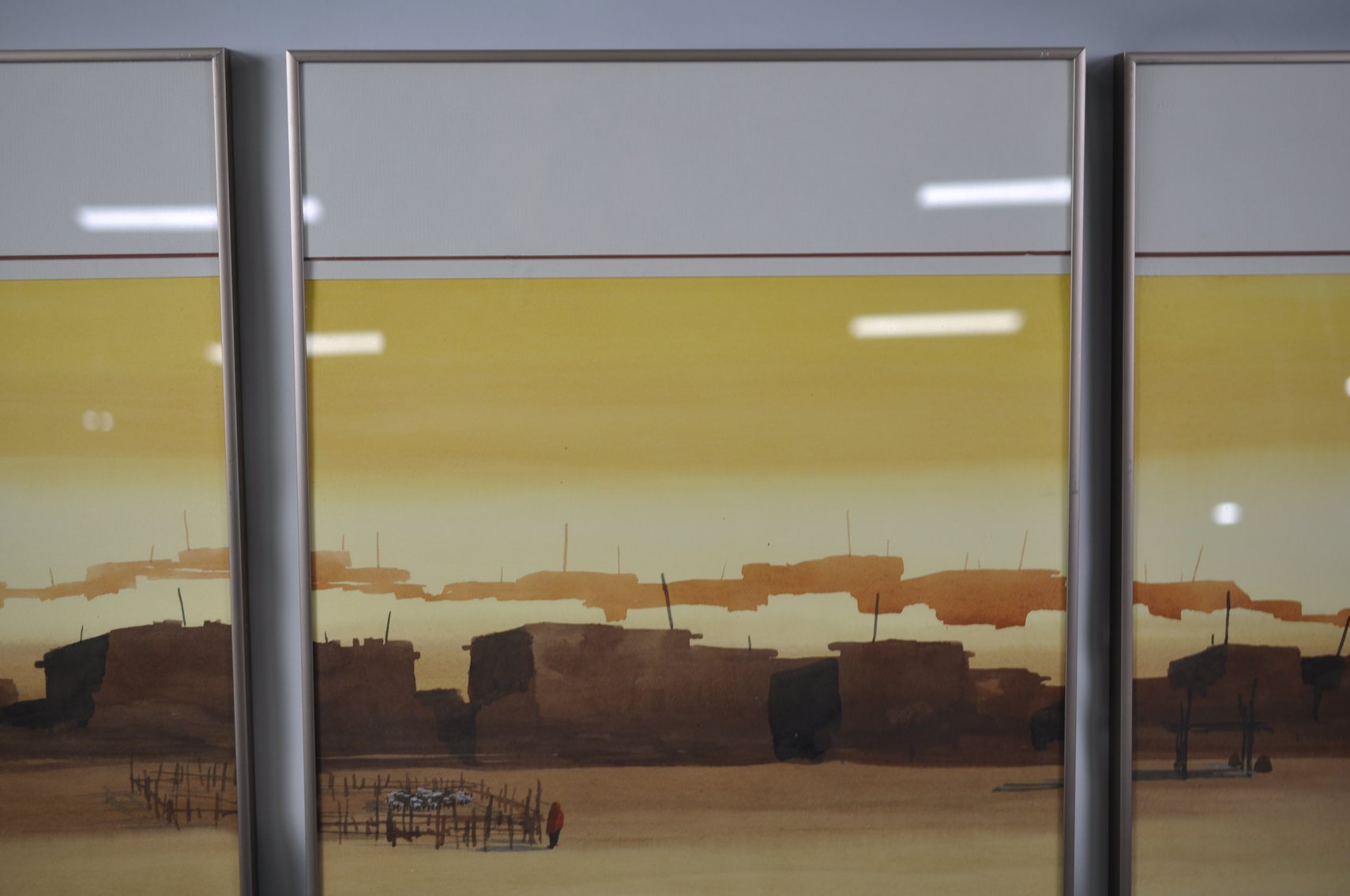 Signed Fred Ken Knight Three Panel Watercolor Painting