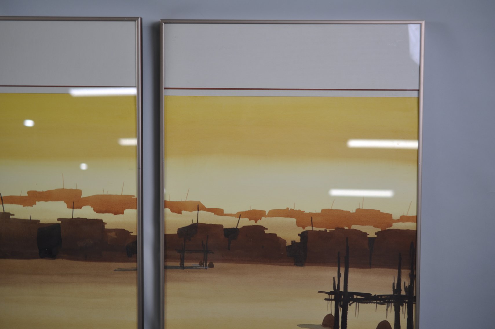 Signed Fred Ken Knight Three Panel Watercolor Painting
