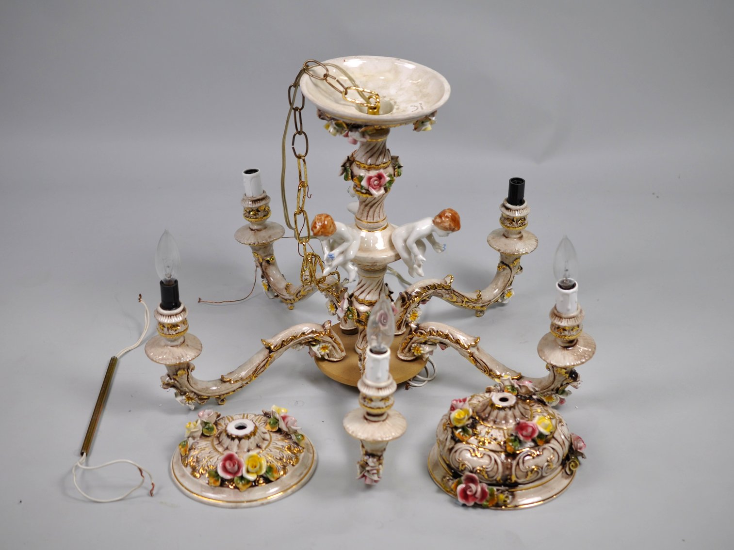 Capodimonte Chandelier w/ Porcelain Strap