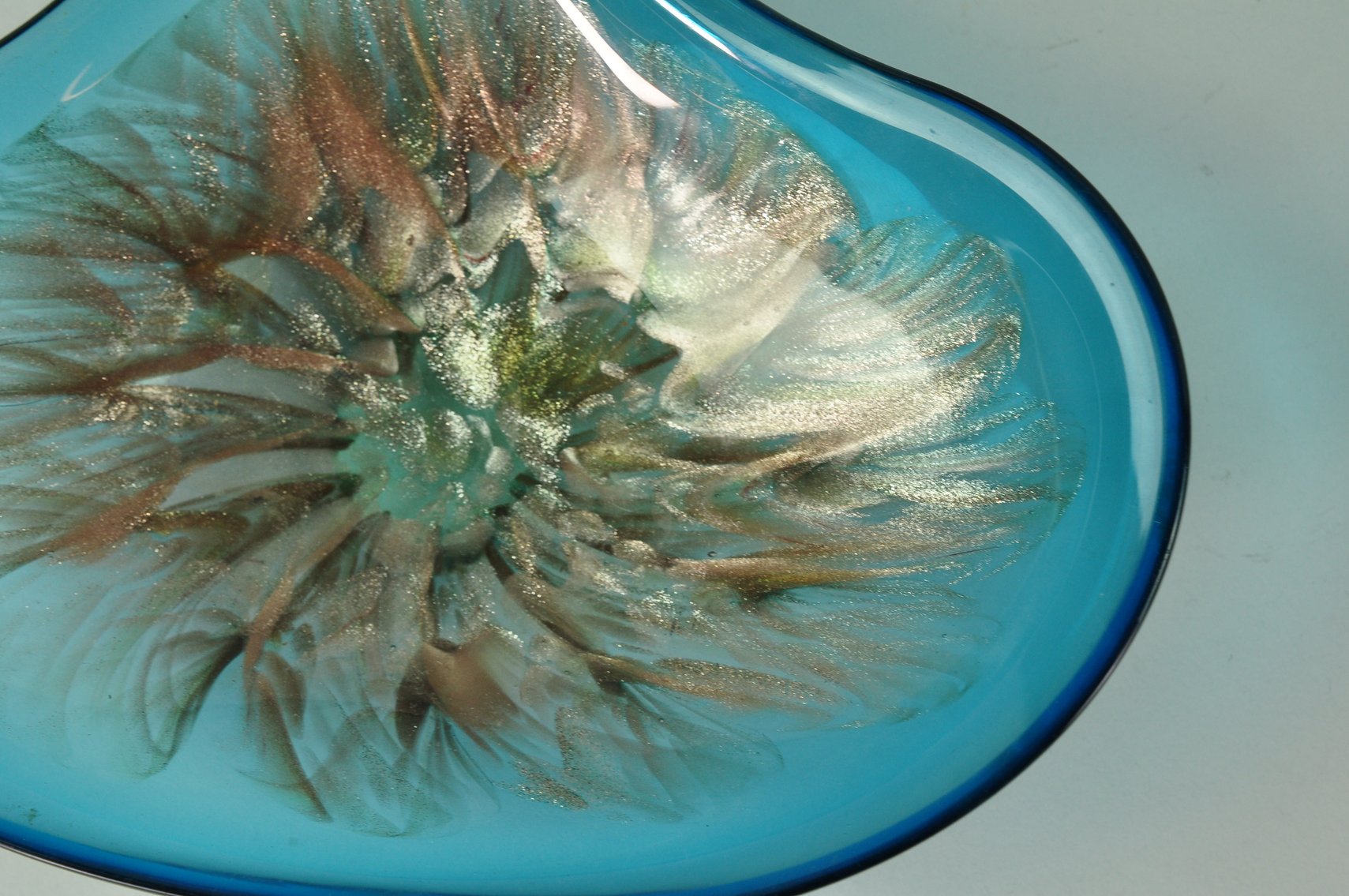 Murano Blue and Gold Glass Bowl