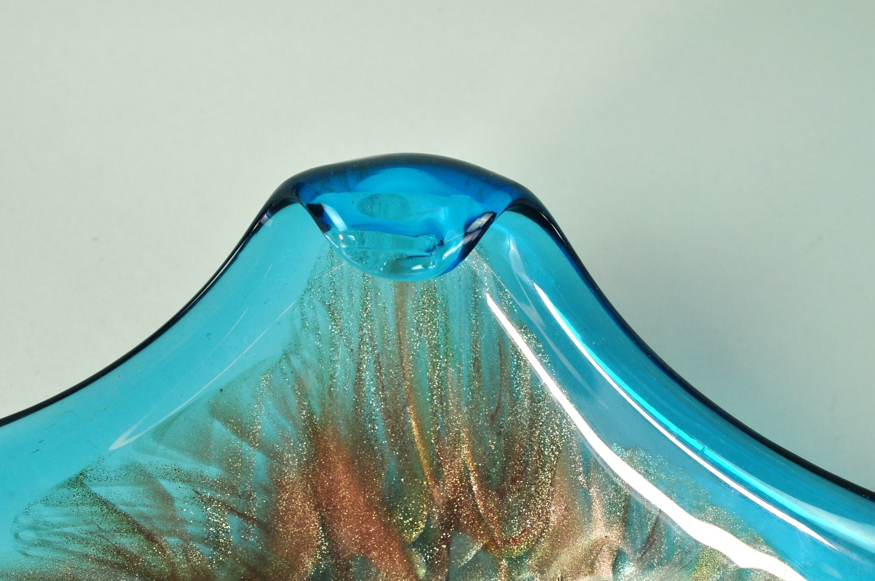 Murano Blue and Gold Glass Bowl