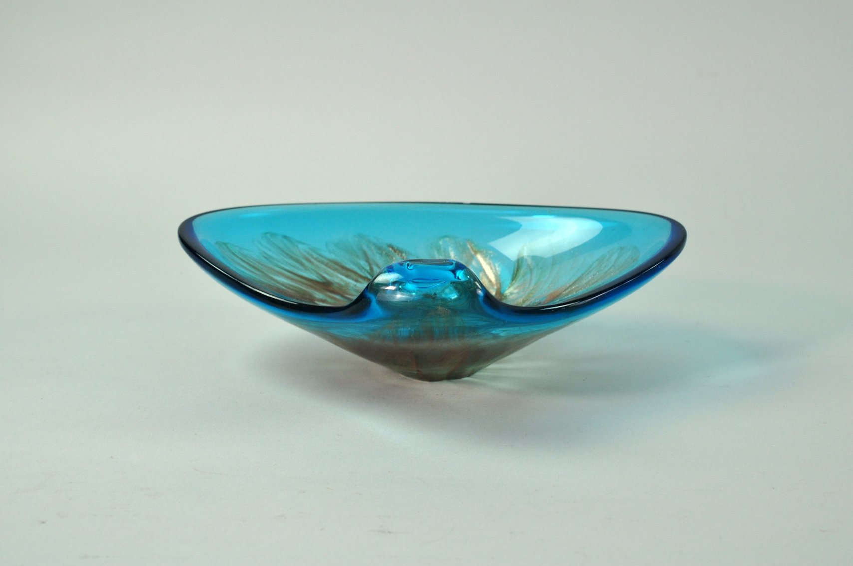 Murano Blue and Gold Glass Bowl