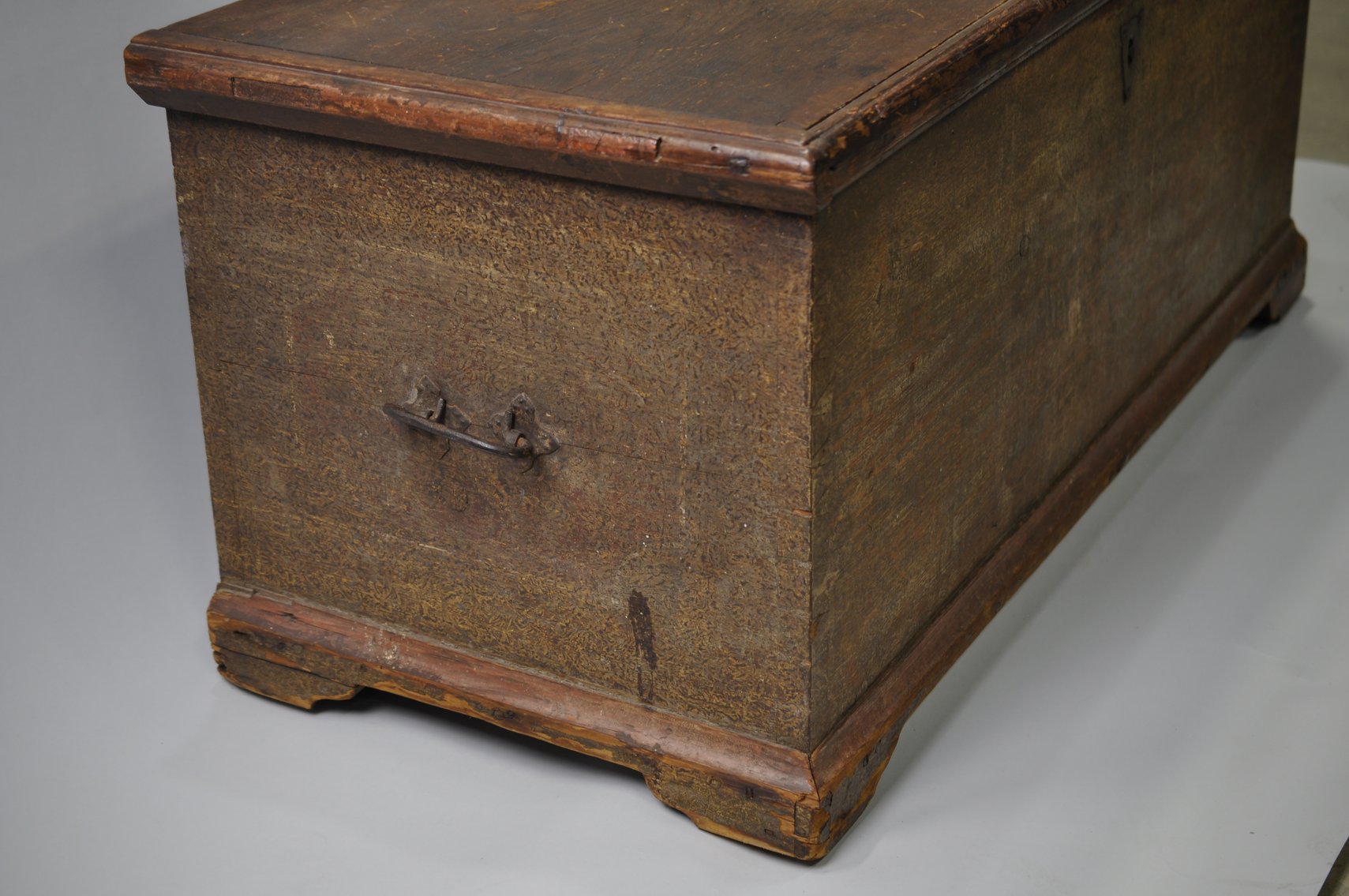 Wooden Blanket Chest with Forged Iron Hinges