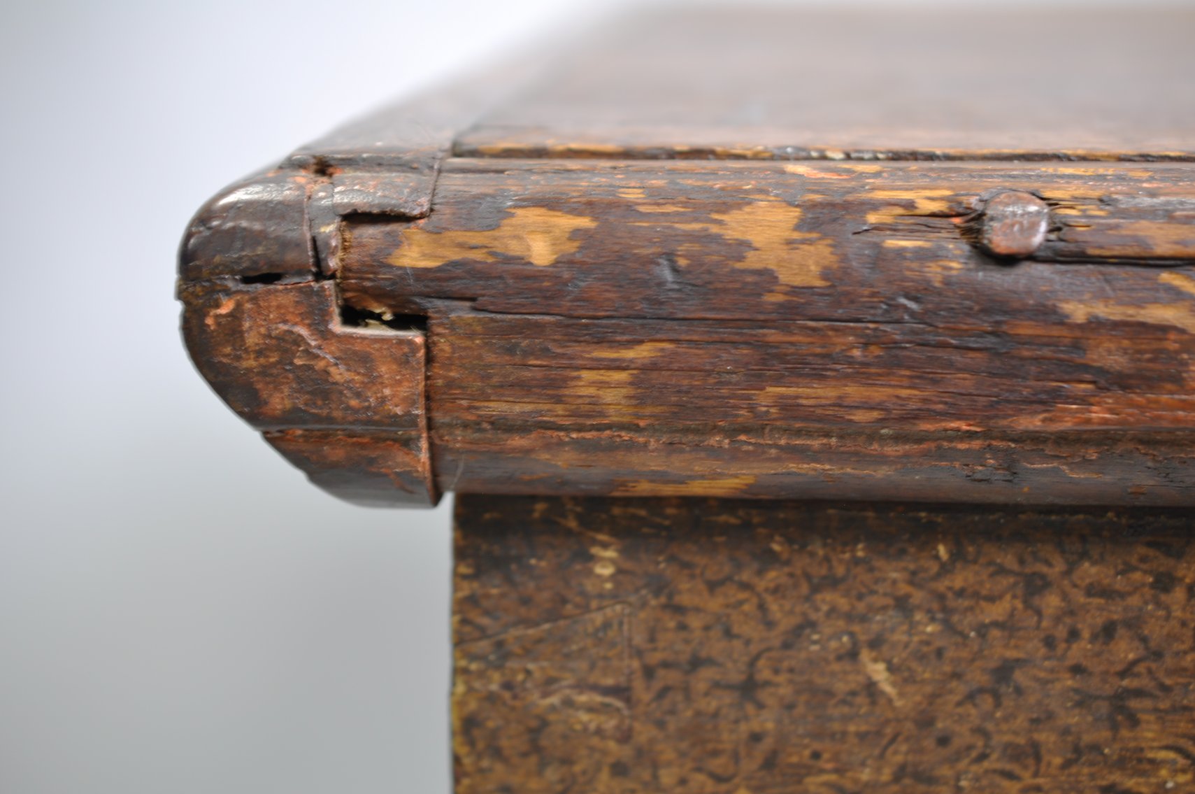 Wooden Blanket Chest with Forged Iron Hinges