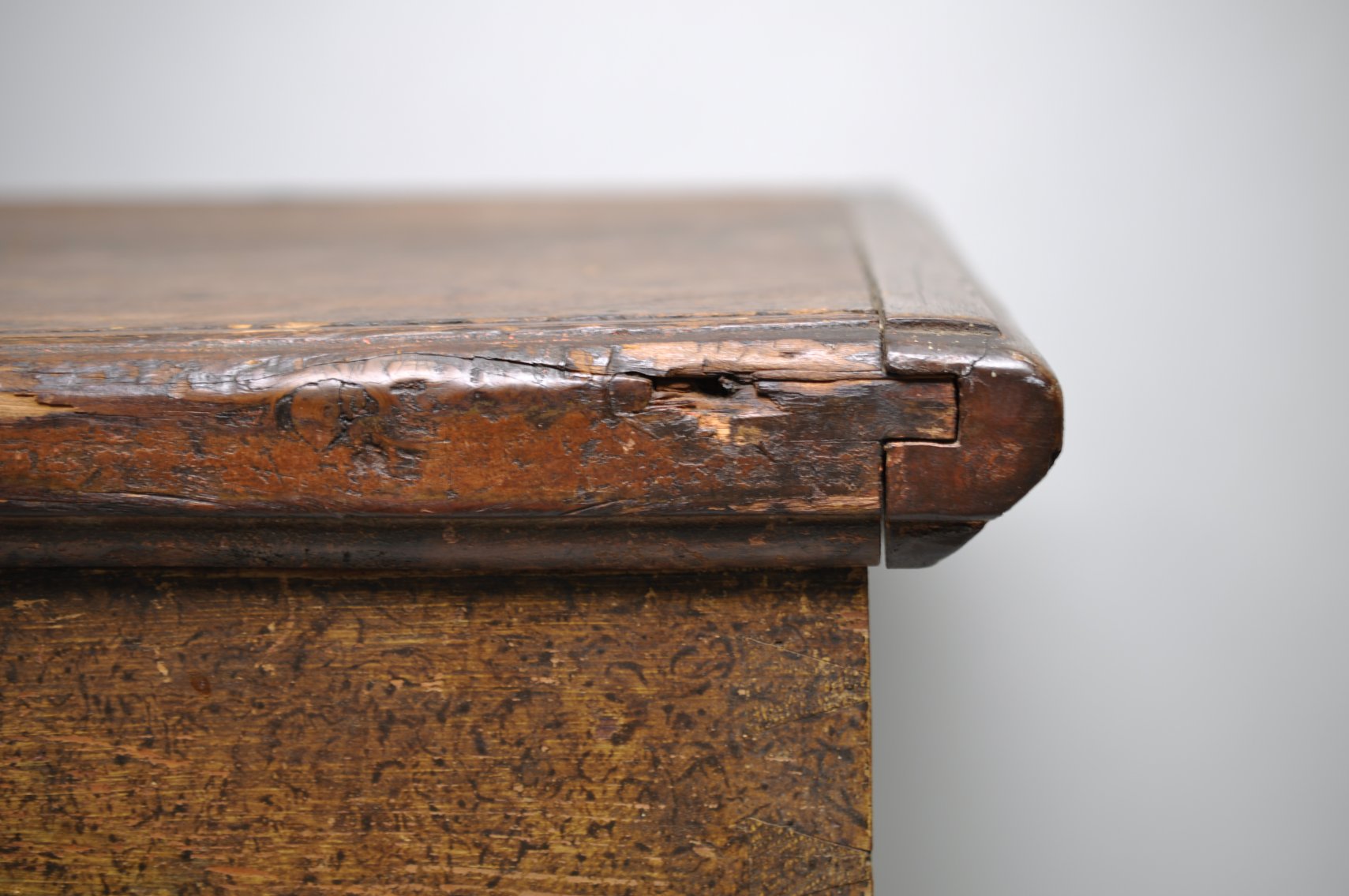 Wooden Blanket Chest with Forged Iron Hinges