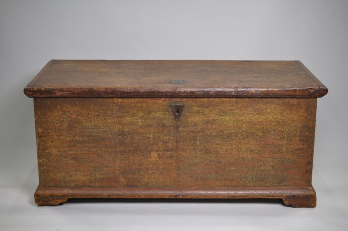 Wooden Blanket Chest with Forged Iron Hinges