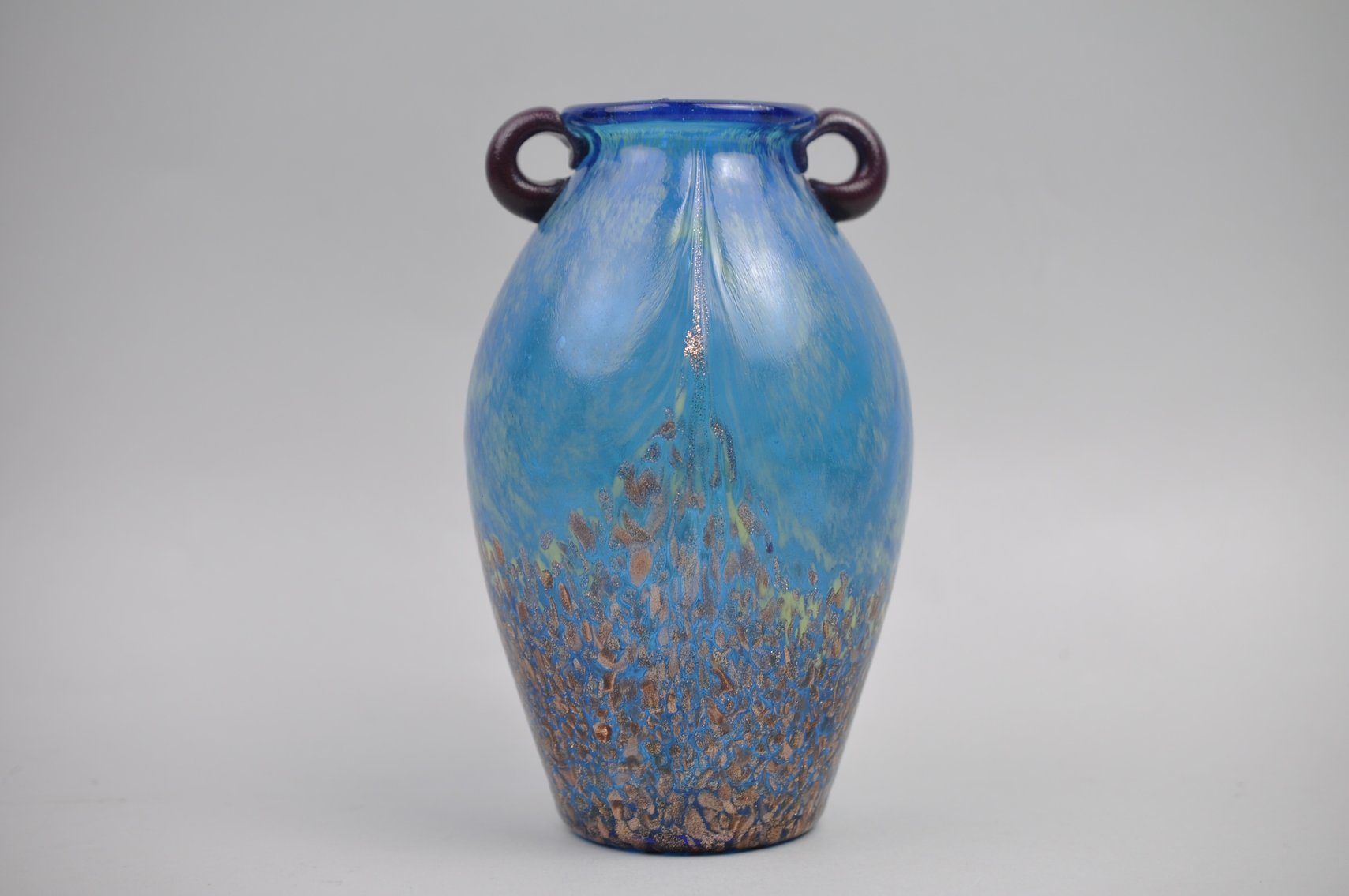 Dale Tiffany Turquoise & Copper Glass Vase