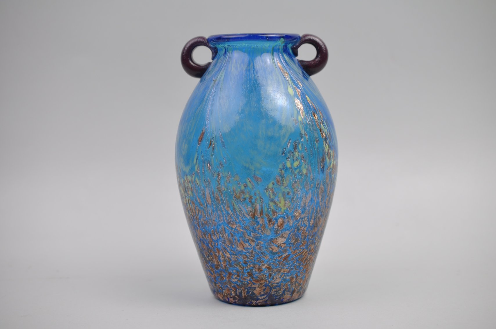 Dale Tiffany Turquoise & Copper Glass Vase