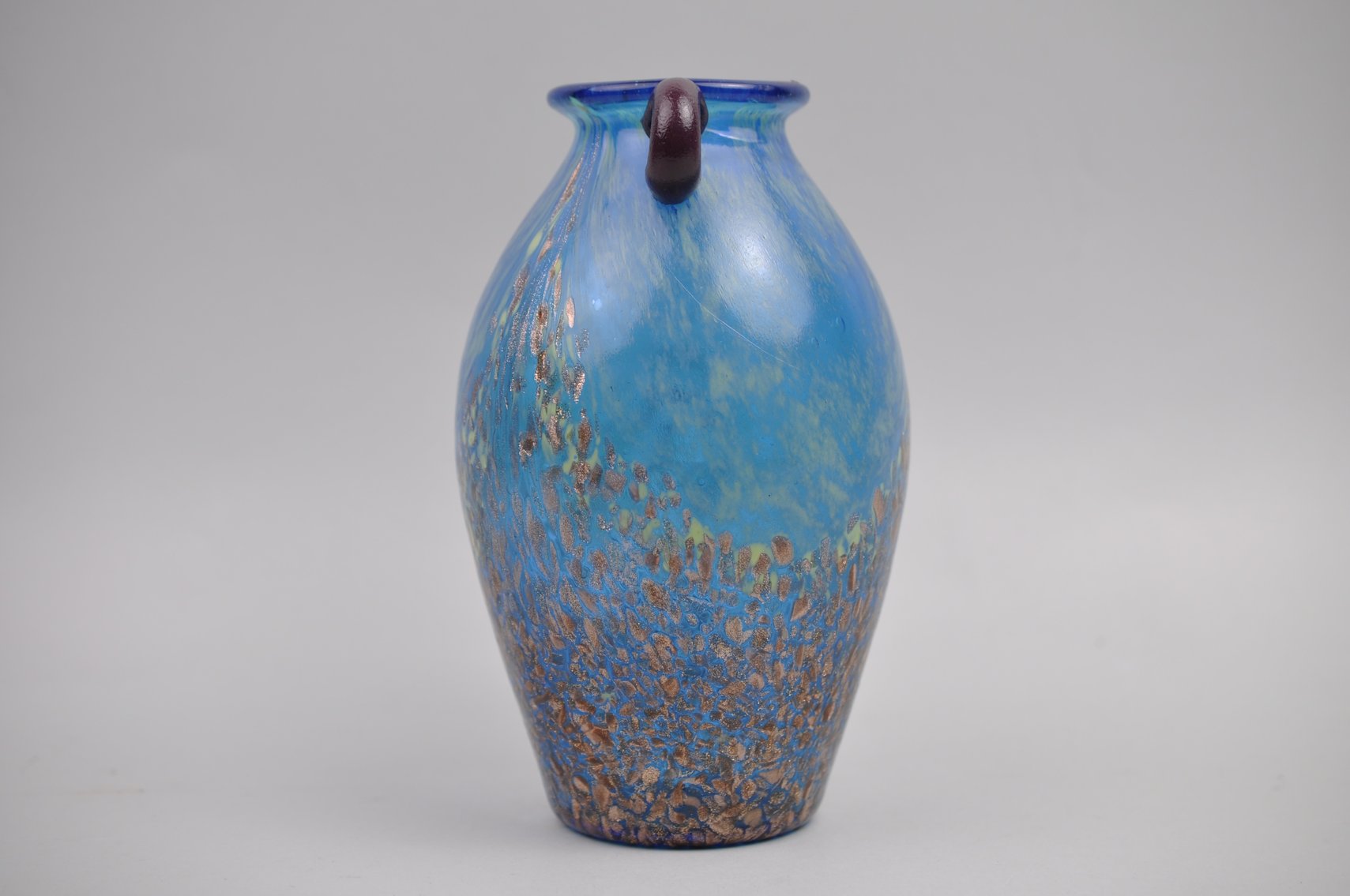 Dale Tiffany Turquoise & Copper Glass Vase