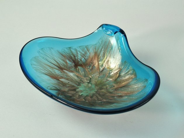 Murano Blue and Gold Glass Bowl