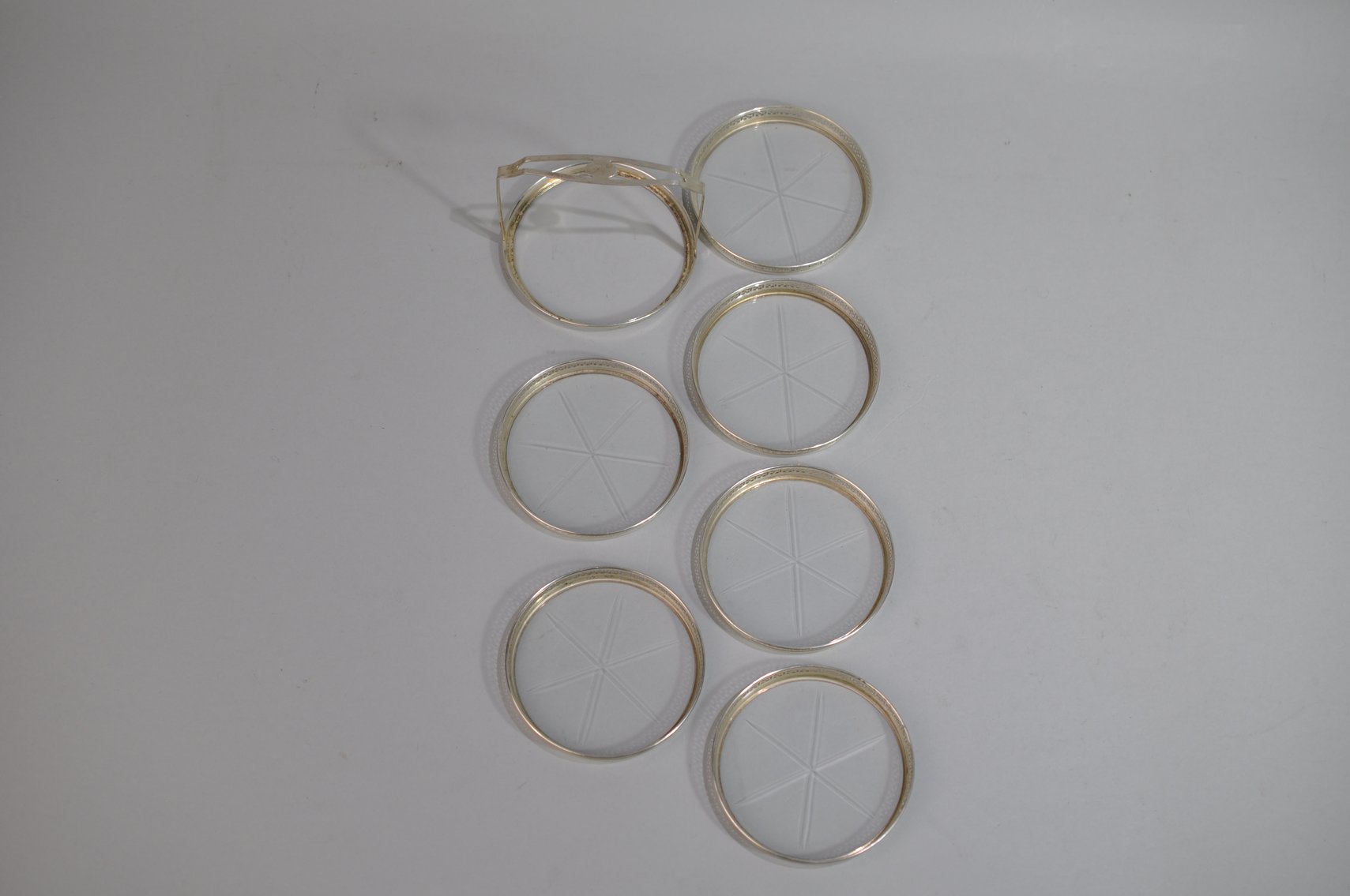 Etched Glass & Sterling Coasters/Candy Dishes