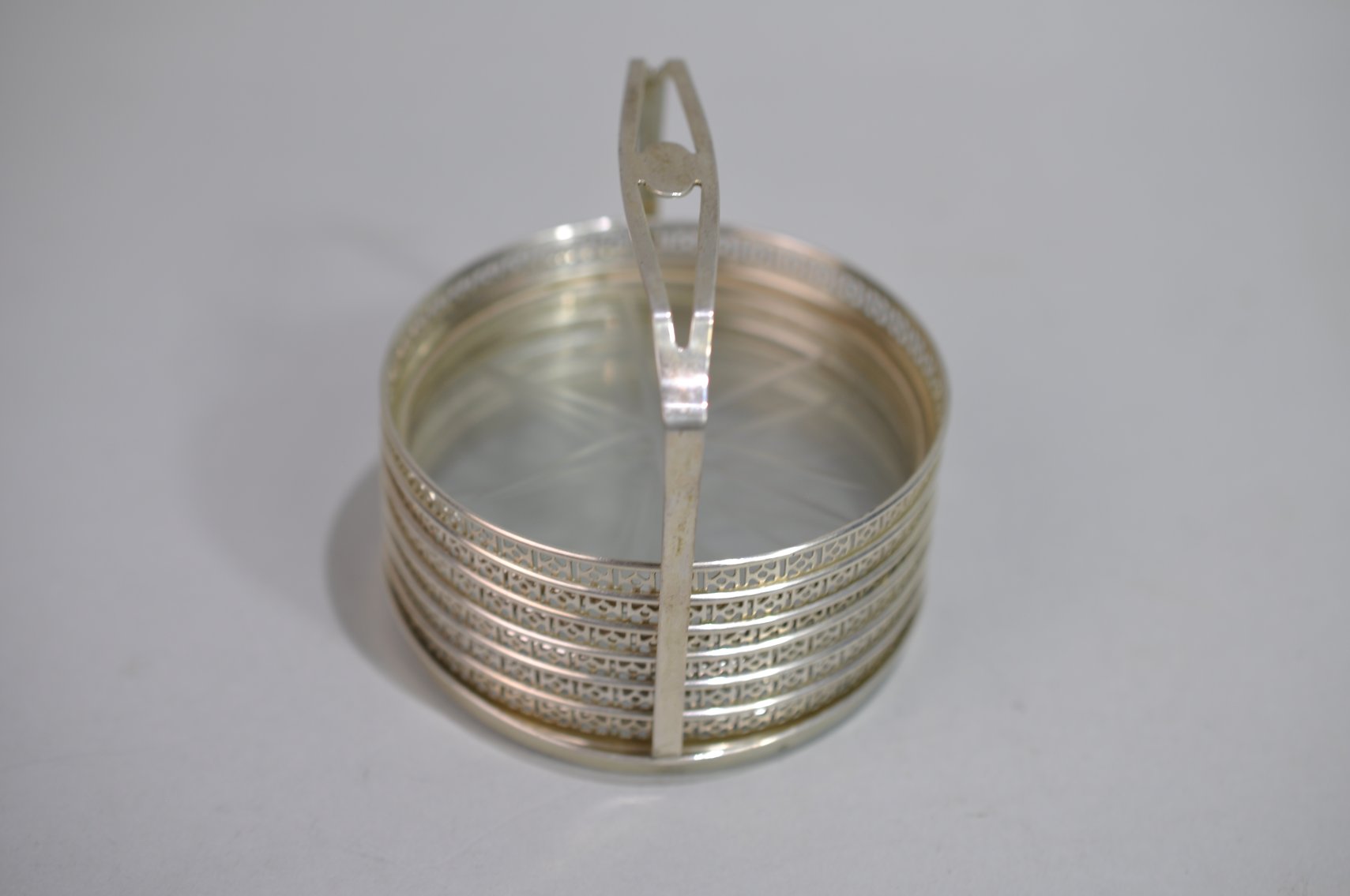 Etched Glass & Sterling Coasters/Candy Dishes
