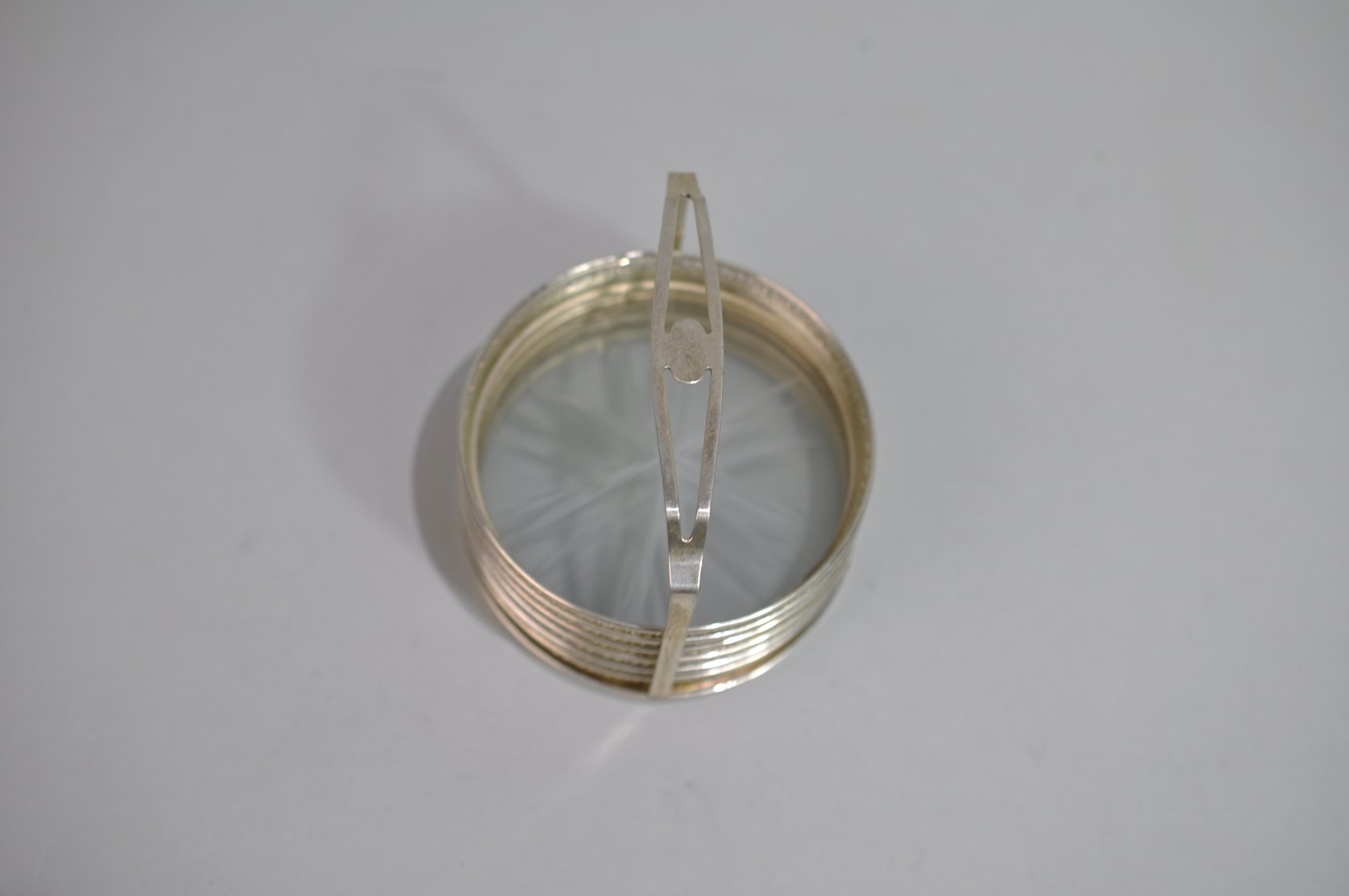 Etched Glass & Sterling Coasters/Candy Dishes