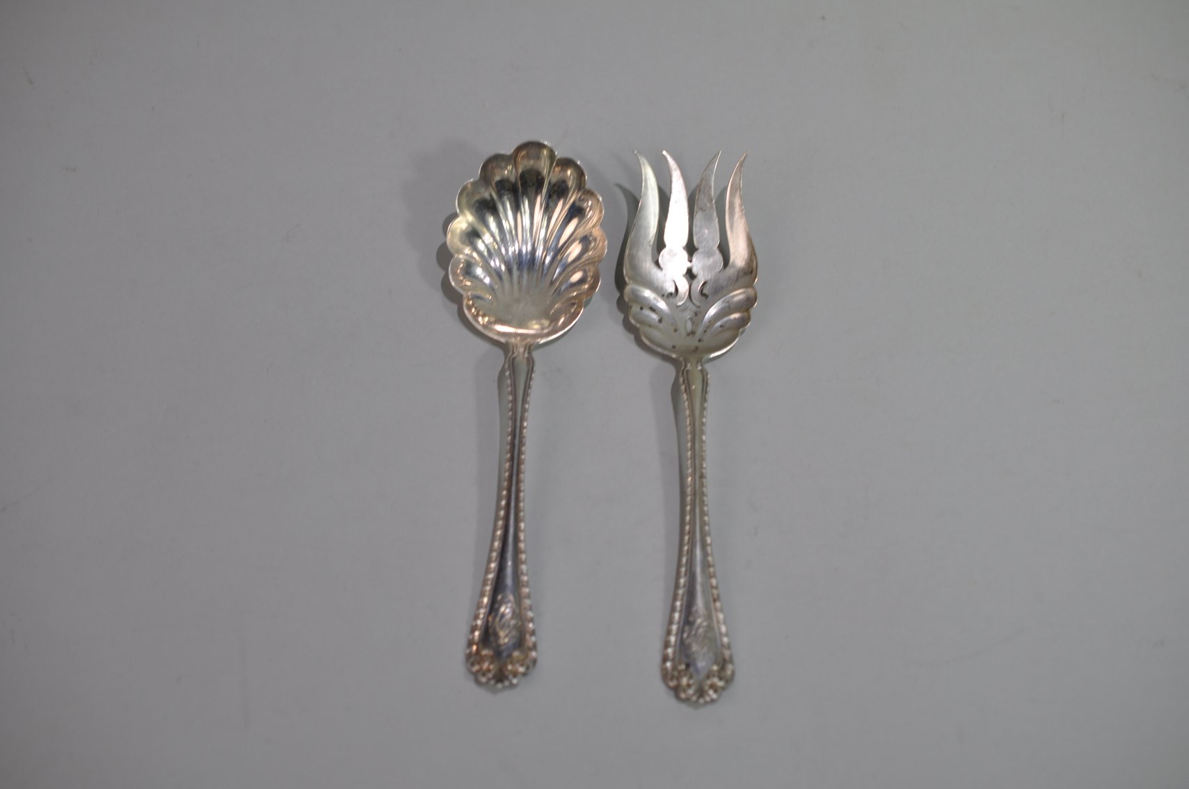 Alvin Sterling Silver Serving Fork and Spoon
