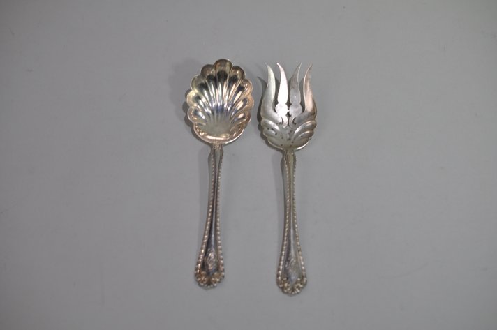 Alvin Sterling Silver Serving Fork and Spoon