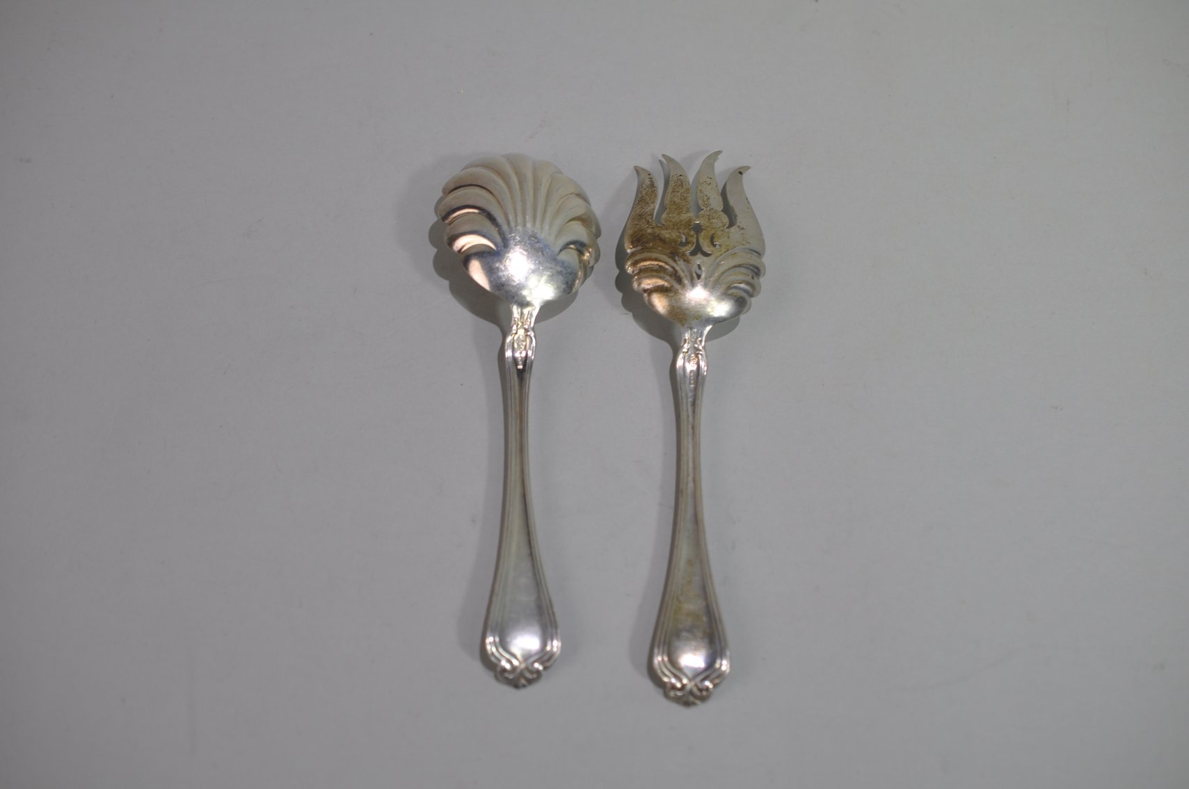 Alvin Sterling Silver Serving Fork and Spoon