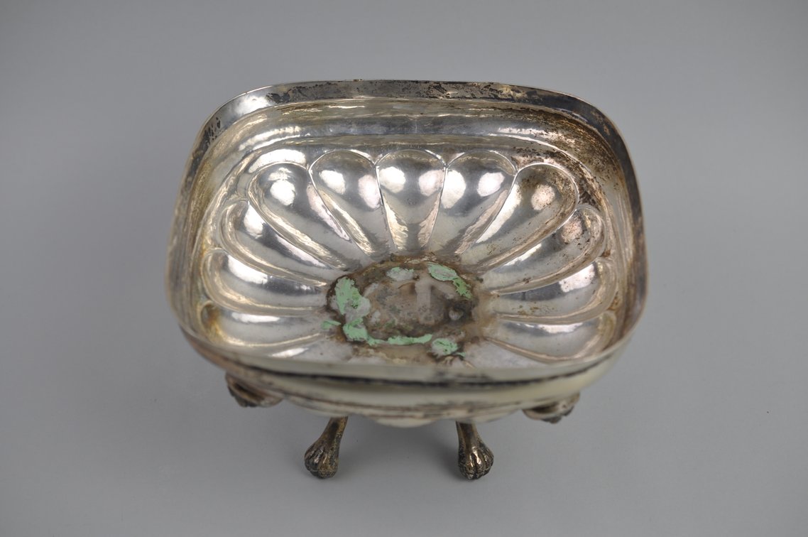Mexican Silver Serving Bowl with Feet