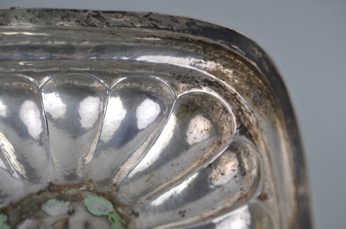 Mexican Silver Serving Bowl with Feet