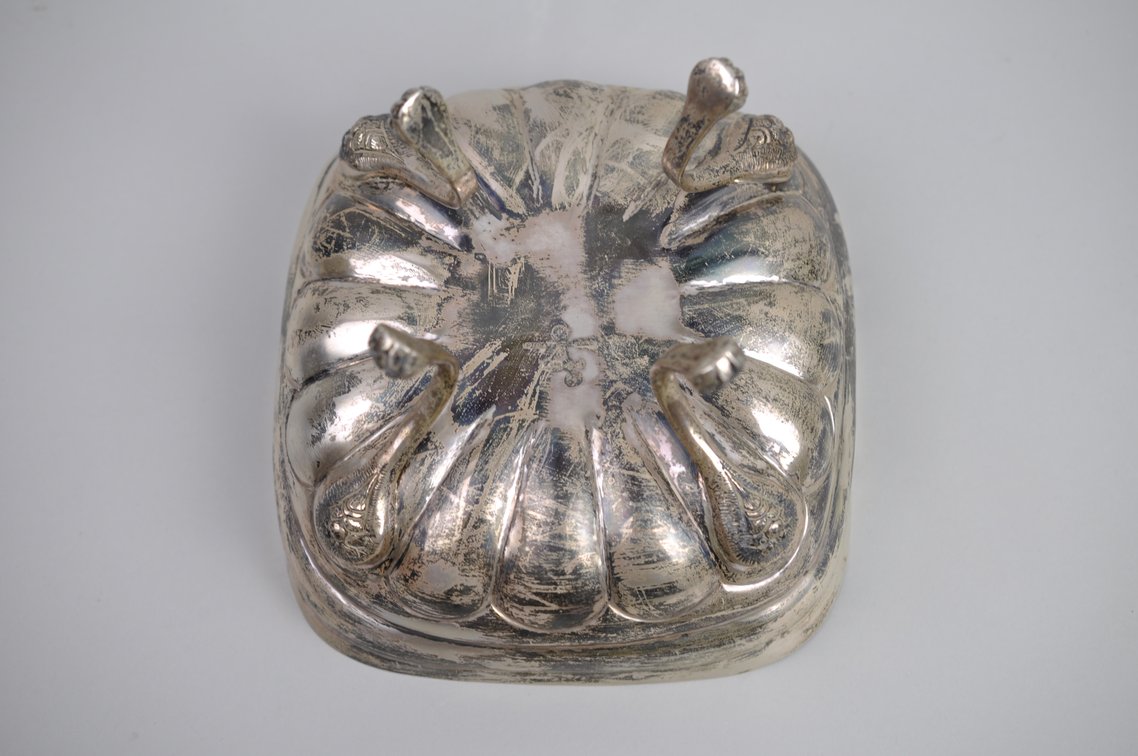 Mexican Silver Serving Bowl with Feet