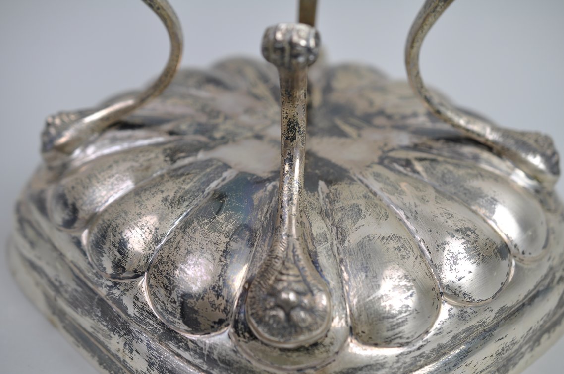 Mexican Silver Serving Bowl with Feet