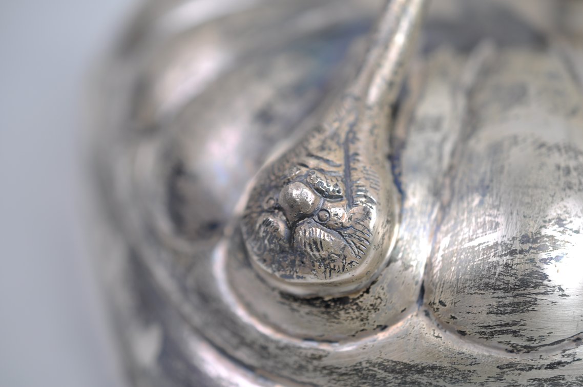 Mexican Silver Serving Bowl with Feet