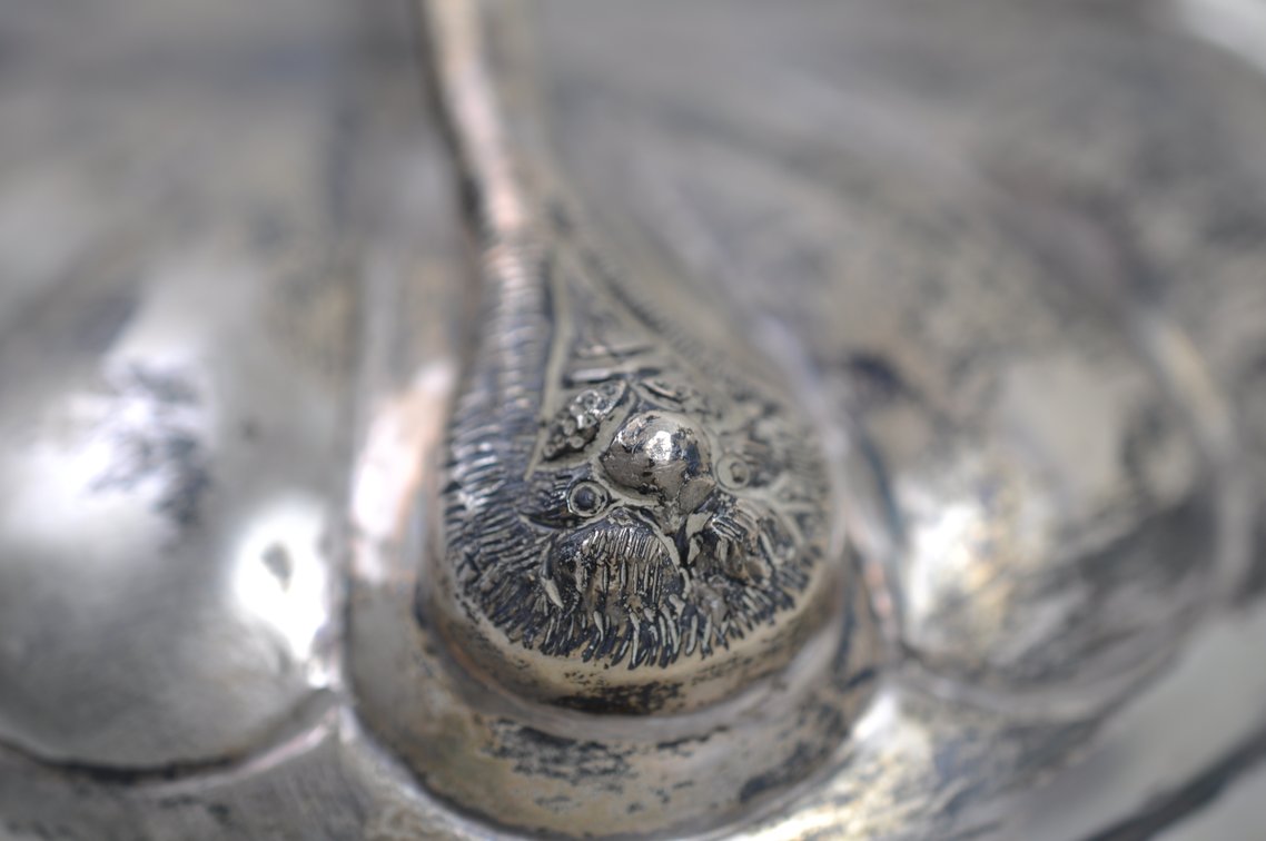 Mexican Silver Serving Bowl with Feet