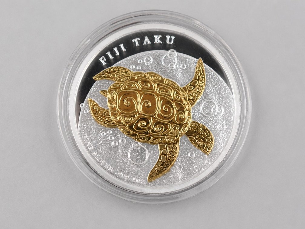 .999 Silver Gold Gilded Fiji Taku Coin