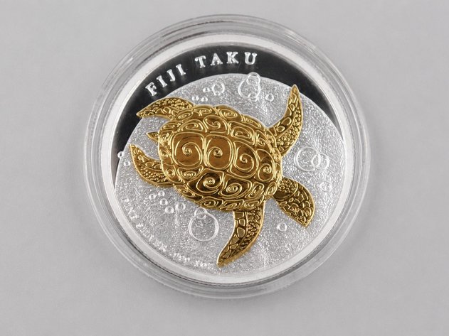 .999 Silver Gold Gilded Fiji Taku Coin