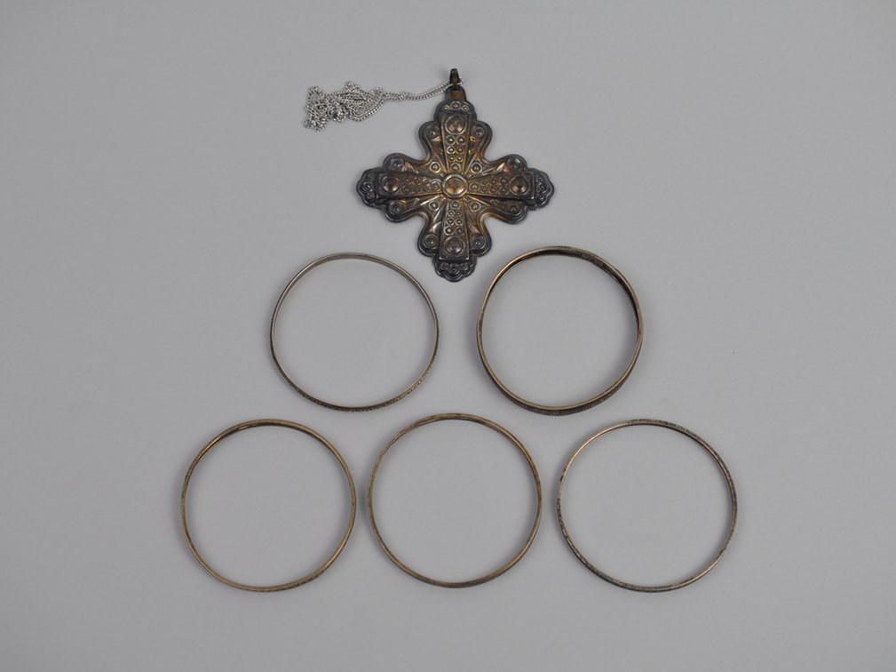 Sterling Cross Necklace and Bangles