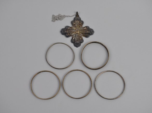 Sterling Cross Necklace and Bangles