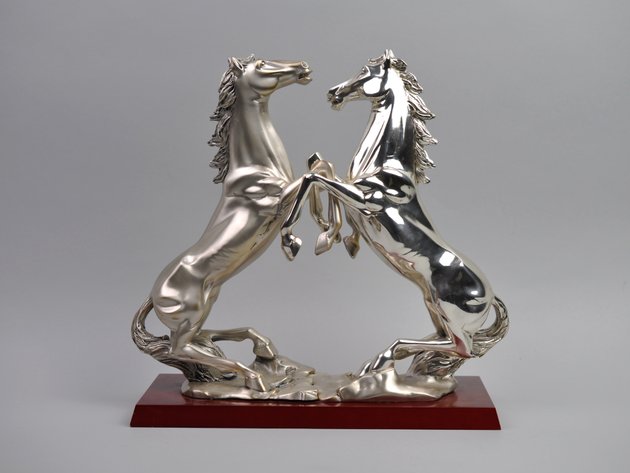 Linea Argenti Silver Plated Stallions Sculpture