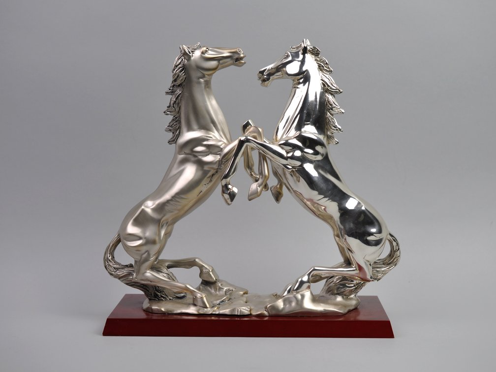 Linea Argenti Silver Plated Stallions Sculpture