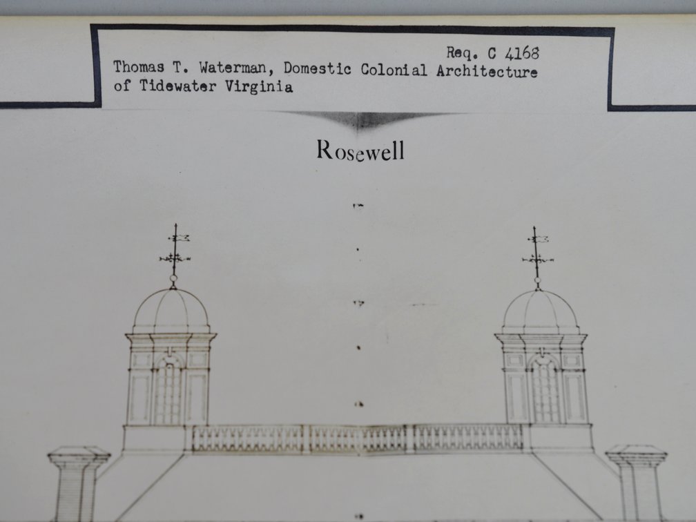 Virginia's Roswell Plantation Blueprints and Photos