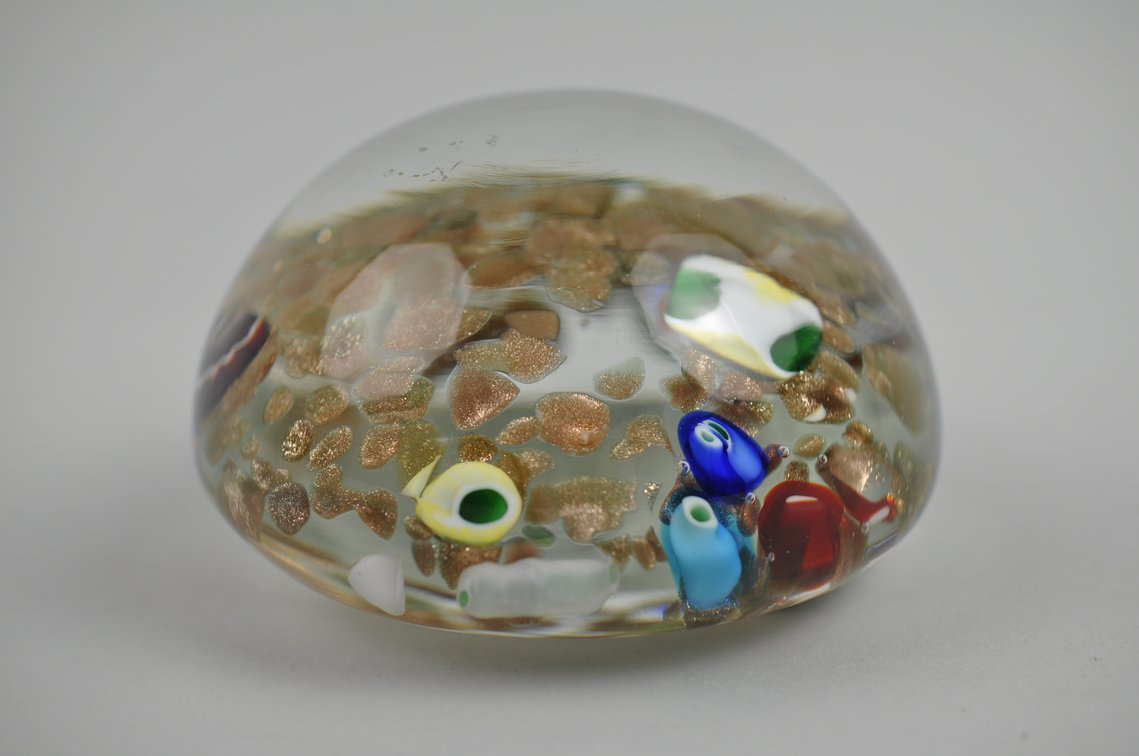 Murano Italy Multicolored Glass Paperweight
