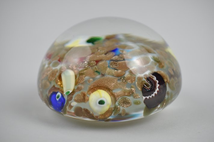 Murano Italy Multicolored Glass Paperweight