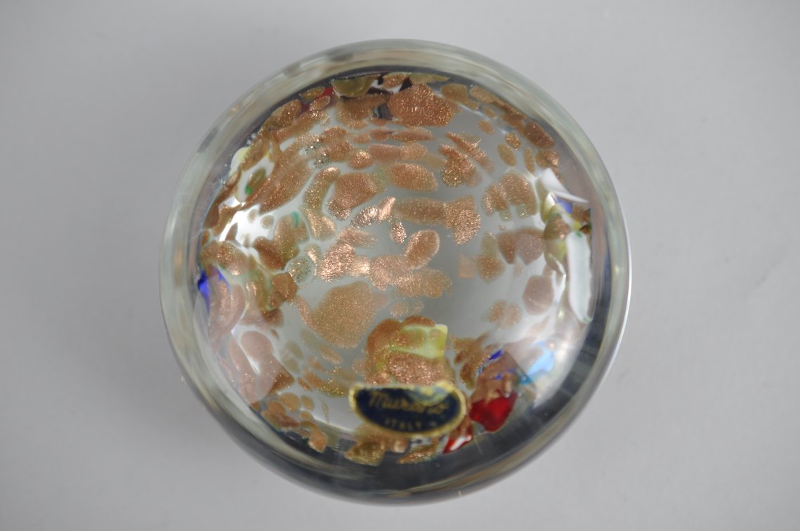 Murano Italy Multicolored Glass Paperweight