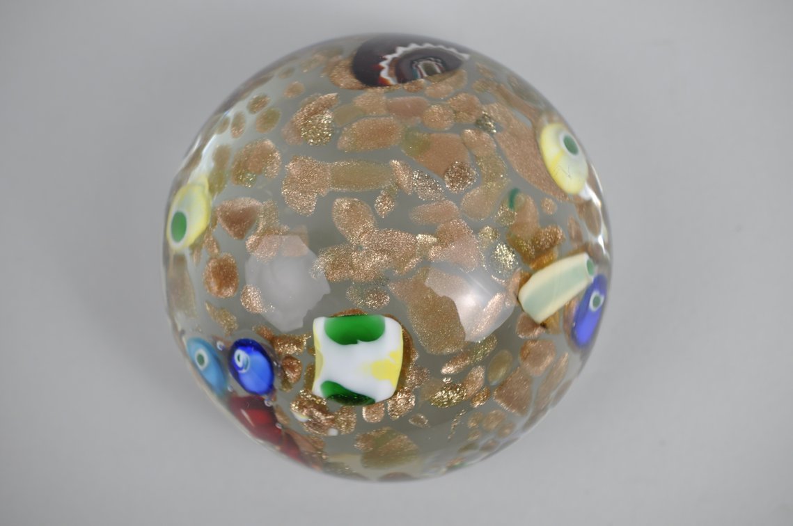 Murano Italy Multicolored Glass Paperweight