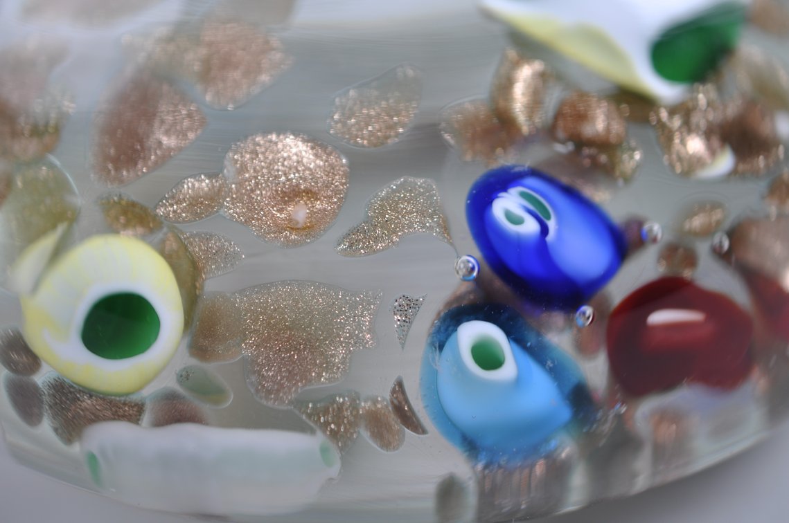 Murano Italy Multicolored Glass Paperweight