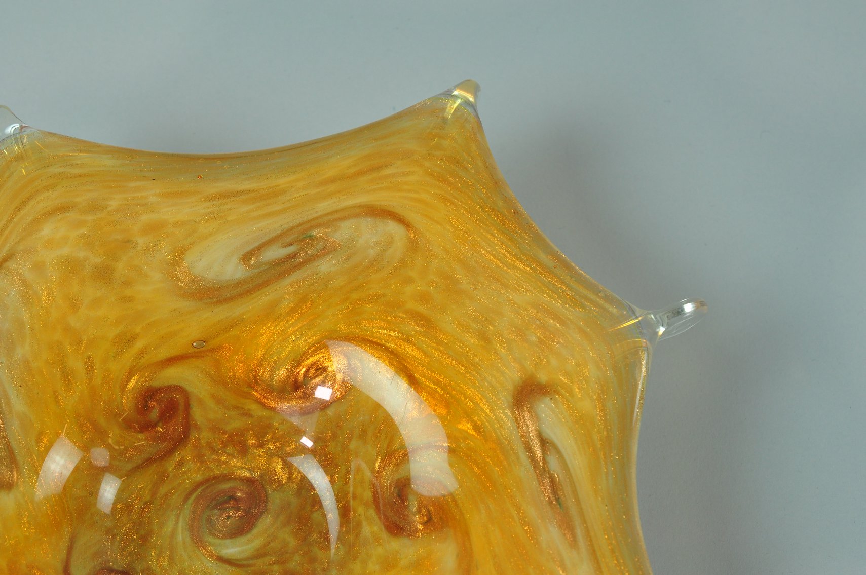 Murano Glass Candy Dish w/ Golden Swirl