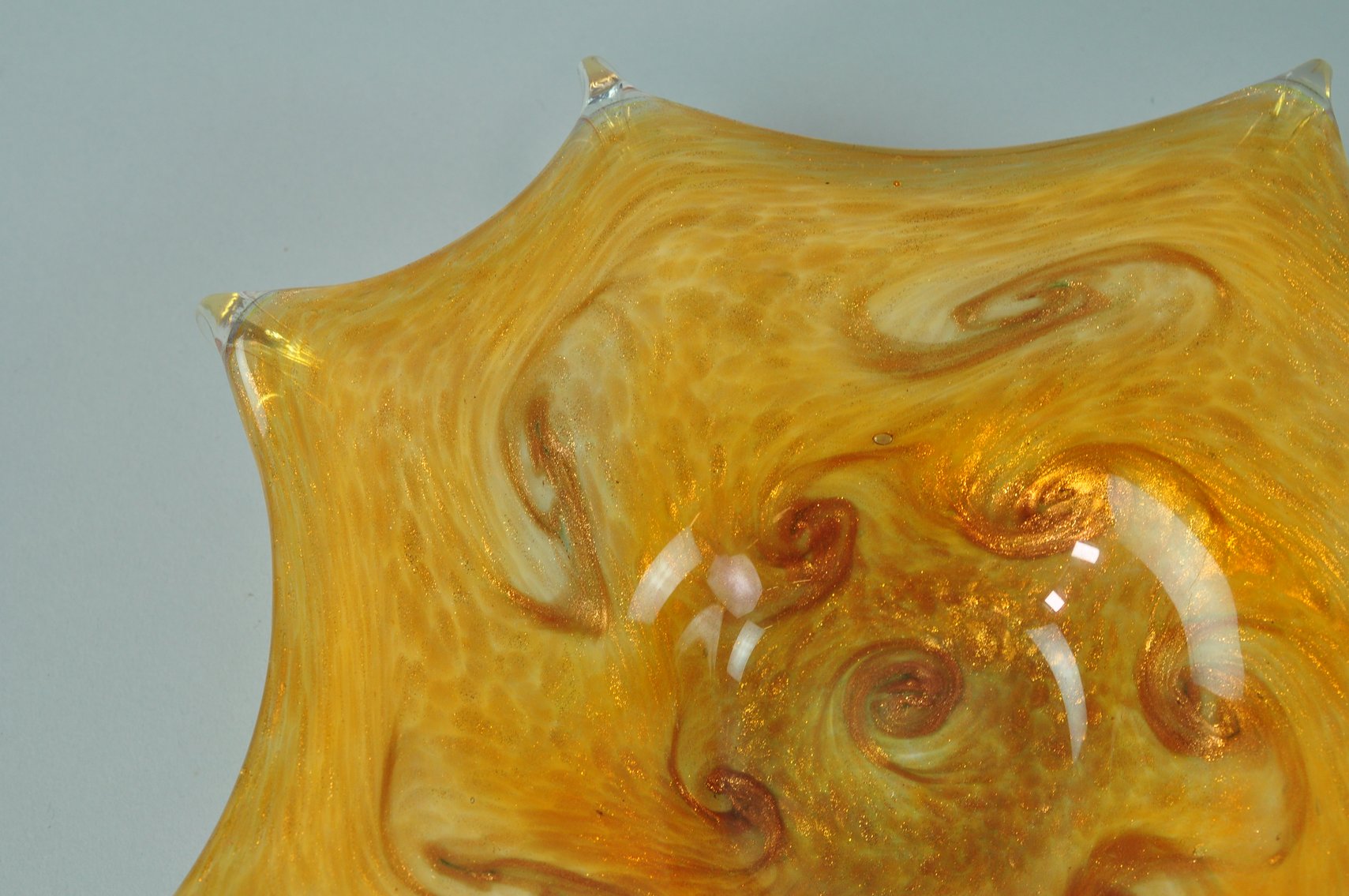 Murano Glass Candy Dish w/ Golden Swirl