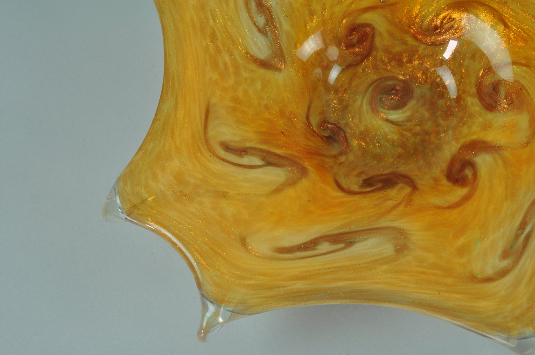 Murano Glass Candy Dish w/ Golden Swirl