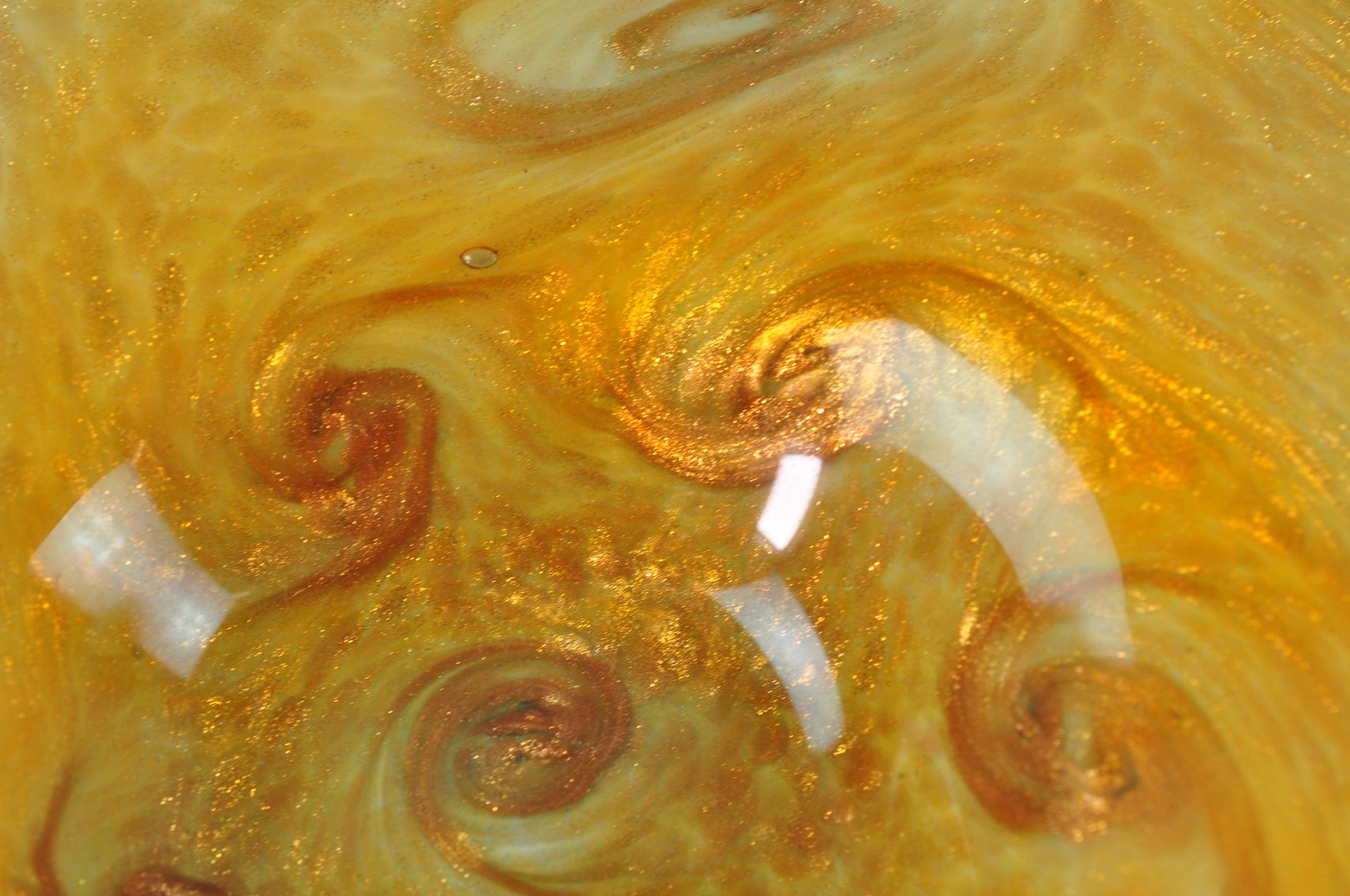 Murano Glass Candy Dish w/ Golden Swirl