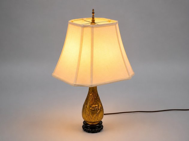 Japanese Inspired Bronze Folk Art Flower Vase Lamp