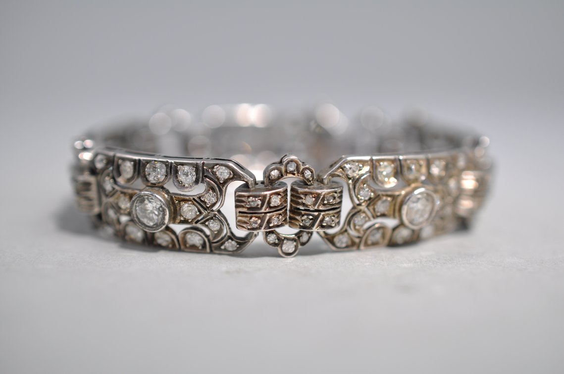 Sterling Silver Art Deco Diamond Bracelet