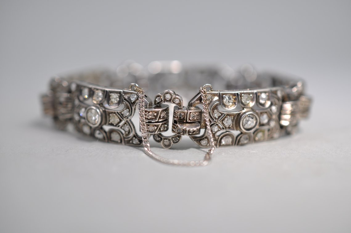 Sterling Silver Art Deco Diamond Bracelet