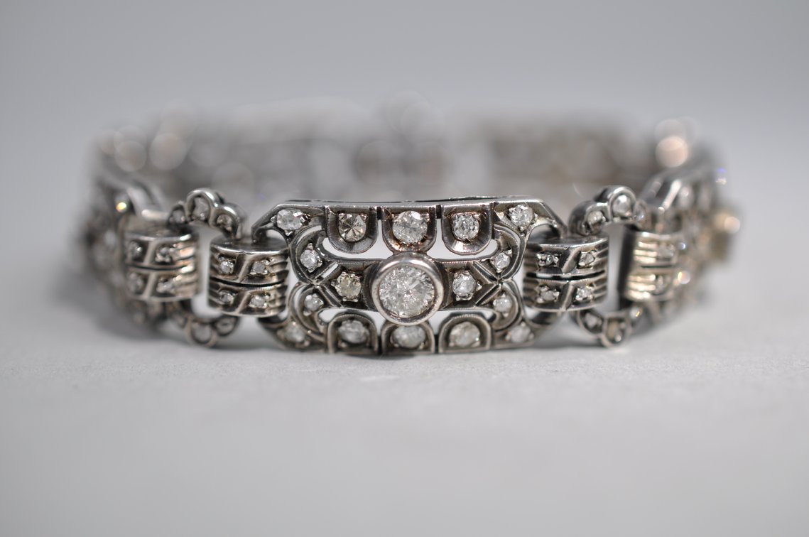 Sterling Silver Art Deco Diamond Bracelet