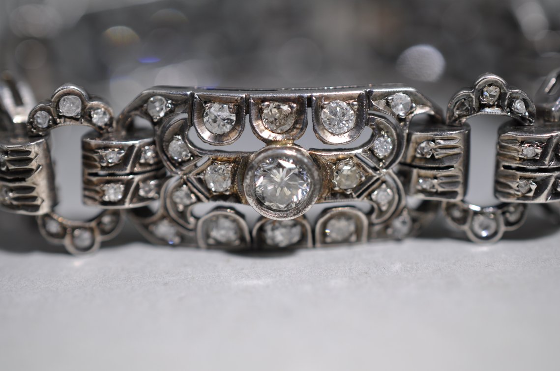 Sterling Silver Art Deco Diamond Bracelet